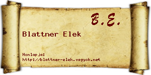 Blattner Elek névjegykártya